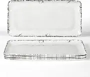 ZAROCRUS 4-Pack 14" x 7" White Serving platter Set, Reusable Farmhouse Melamine Serving Platters for Cookie, Appetizer, Charcuterie, Snack, Party Food Display - Stackable Kitchen CounterTop Tray.