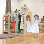 Kids Dress up Storage with Mirror, Montessori Kids Dress up Rack, Wooden Dress u