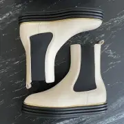 $1020 Off White Bally Faelisa Combat Boots Leather US 7.5 Made In Italy Platform