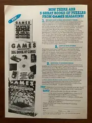 1980s GAMES Magazine Books of Puzzles Vintage Print Ad/Poster Crossword Retro