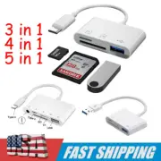 USB C CF/SD/TF Card Reader, Compact Flash Reader 3/4/5 Slot Memory Card Adapter