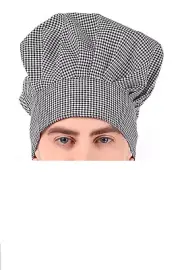 Simple Adjustable Cooking Chef Plain Check Style Cap Color Black 5pcs For Unisex