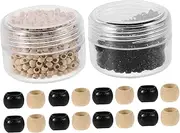 Sosoport 2 Box Hair Extensions Micro Rings Links Beads for Human Hair Hand Sewing Wig DIY Craft Nano Beads 3 Mm Silicone Lined Rings Black Beige