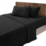 Black Teddy Bear Fleece Single KS Double Queen King Soft Warm Fitted Flat Sheet Set