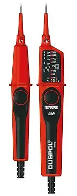 Benning 050261 "Duspol" Analog Two Pole Voltage Tester, Red/Black