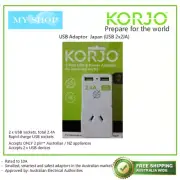 KORJO 2 Port USB & Power Plug Adaptor -- Japan, Australia/NZ -- 2 Pins