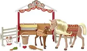 Mattel Spirit Untamed Stable Sweeties Playset with 2 Horses (Approx.8-in/20.32-cm & 5-in/12.7-cm), Paddock & Horse Feeding Accessories