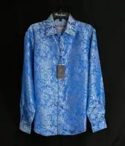 Robert Graham PORTIERE Blue Iridescent Jacquard LIMITED EDITION Large $598 NWT