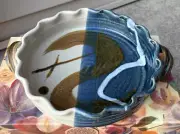 Christopher Bragg Signed Cobalt Blue Studio Pottery Pie Baking Dish Ovenware 9"