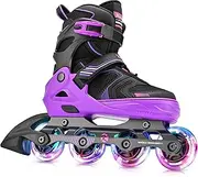 Kuxuan Skates Adjustable Inline Skates for Boys Girls Children with Luminous Wheels, Teenage Skates for Beginners Women