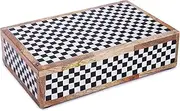 Lahumzco Handmade Black and White Checkered Pattern Box Collection Storage Organizer Decorative Multipurpose Keepsake Jewelry Gift Box (8x5x2 inches), LB062
