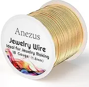 Anezus 18 Gauge Jewelry Wire for Jewelry Making, Tarnish Resistant Copper Beading Wire for Crafting (KC Gold)