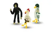 Pawise Dog Pet Toy 3Pc (Duck 33Cm, Chicken 35Cm, Monkey 39Cm) Fun Chew Soft Plush Durable Stuffed Training