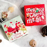 在飛比找樂天市場購物網優惠-聖誕節DIY寬厚大容量上掀蓋正方形紙盒 禮物盒 西點盒 餅乾