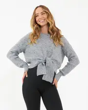 Bonnie Tie Front Knit Grey Marle