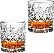 Whiskey Glasses Personalized, Lead-Free Transparent Crystal Glass, Suitable for Drinking Bourbon, Scotch, Cognac, Cocktail,2PCS