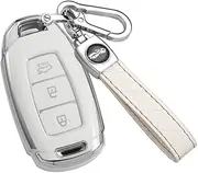 ontto TPU Car key fob cover Fit for Hyundai i30 Ix35 Ix25 Kona Elantra Encino Solaris Azera Grandeur Ig TM Accent Santa Fe 2018-2022 Key case Key bag Shell keyring Key Holder keychain Accessories