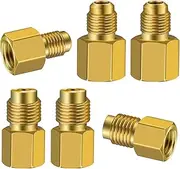 6 Pieces 6015 R134A Brass Refrigerant Tank Adapter to R12 Fitting Adapter 1/2 Female Acme to 1/4 Male Flare Adaptor Valve Core and 6014 Vacuum Pump Adapter 1/4 Inch Flare Female to 1/2 Inch Acme Male