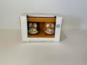 KMART ESSENTIAL HOME THANKSGIVING CERAMIC OWL SALT & PEPPER SHAKERS 2.6X2.4X3.15
