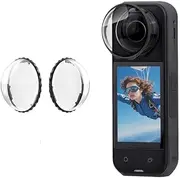 Lens Guards for Insta360 X5 Lens Cap Protective Cover + 2PCS Tempered Glass Screen Protector for Insta 360 X5 Camera Protective Mirror Accessories (Optical Glass + 2*Protective Film) (PC Plastic)