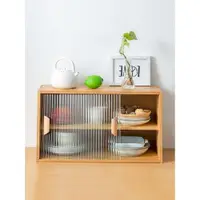 在飛比找ETMall東森購物網優惠-廚房小型玻璃桌面收納實木碗柜