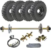 740mm Go kart Rear Axle Kit Brake Assembly 6" Wheels for Quad Drift Trike ATV