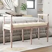 Home Decor | Upholstered Decorative Bench with Armrests | Bedroom Bench for End of Bed | 110 x 40 x 70 cm