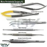 Dental Micro Periodontal Surgery Kit Elevators Needle Holders Scissors Tweezers