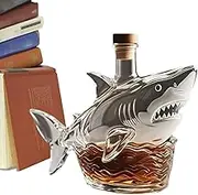 Uoqpty Decanter for Men, Glass Shark Figurines Whiskey Decanter, Creative Bottle Animal Theme Tools for Bar Wine Dining Home Decor Husband Men Dad