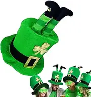 St. Patrick's Day Top Hats For Men,St. Patrick's Day High Top Bowler Hat With Irish Legs - Shamrock Costume Accessory, Role Playing Headwear For Adult And Teens