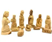 Christmas Story Nativity Scene Olive Wood Carved Set Holy Family 12pcs Holy land