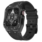 Nevenka Sport TPU Strap with Protective Cover Frame for Apple Watch 44mm/45mm-Black