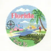 Needlepaint Florida Travel Round Handpainted Needlepoint Canvas