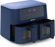 [GreenPan] Bistro Dual Zone Airfryer, Oxford Blue, Healthy ceramic non-stick coating, 2 x 4L baskets, 9 one-touch presets
