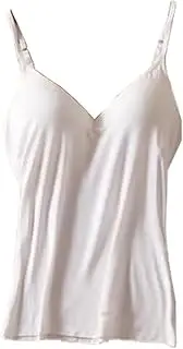 XWSM Women V Neck Camisole Tank-Top Built-in Bra Padded Cotton Undershirt Spaghetti Strap Camisoles Sport Yoga Pajama (Color : White, Size : L/Large), White
