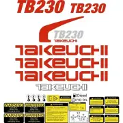 Decal Sticker Set Takeuchi TB230 Digger Excavator Decal Set