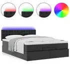 Ottoman Bed with Mattress Bed Basees & LEDs Black Double Faux Leather vidaXL
