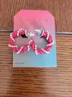 Leith LECOCC2015FA24 Enamel Twist Spiral Shaped White/Red Earrings