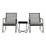 Design Square Cus 3Pc Outdoor Chairs & Side Table Setting Black