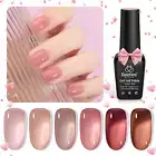 Jelly Gel Nail Polish Set, 6 Colors Nude Sheer Natural Pink Red Brown Gel Nail P