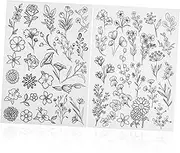 Hohopeti Water-Soluble Embroidery Patterns 2 Sheets Floral Designs Stabilizers for Fabric Embellishment