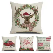 Deer Red Truck Christmas Tree Christmas Cushion Cover Pillowcase Pillow Cover