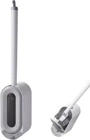 Toilet Bowl Brush Holder Set, Curved Design Toilet Brush for Deep Cleaning Under Rim, Wall Mounting Leak Proof Slots Base