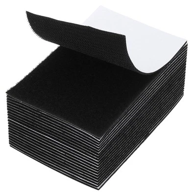 48 Pack Hook and Loop Strips Rectangle Tape Double Sided 4" x 6", Black