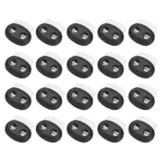 40Pcs 5mm Plastic Cord Locks Double Hole Spring Toggle Stopper, Clear Black