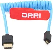 DRRI High Speed 8K Micro HDMI to HDMI 2.1 Braided Coiled Cable for Sony F55 A6500 A6600 6700 a7S A7S3 A74 BMPCC4k Camera to Atomos Ninja Ninja V