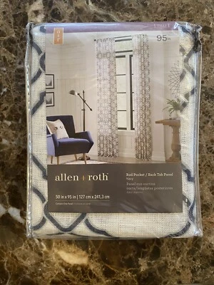 Allen+Roth Light Filtering/Curtain 95″ Rod Pocket Back Tab Single Panel / navy