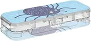 Yoogain Fake Glitter Cartoon Blue Spider Plastic Pencil Box 2 Layer Hard Boxes Pens Case For Craft Art With Snap And Lid