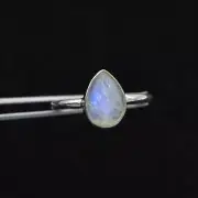 Blue Fire Rainbow Moonstone Teardrop Ring 925 Sterling Silver Gemstone Ring