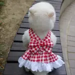 PET CAT AND DOG LACE PLAID DRESS SMALL AND MEDIUM-寵物貓狗蕾絲格子洋裝